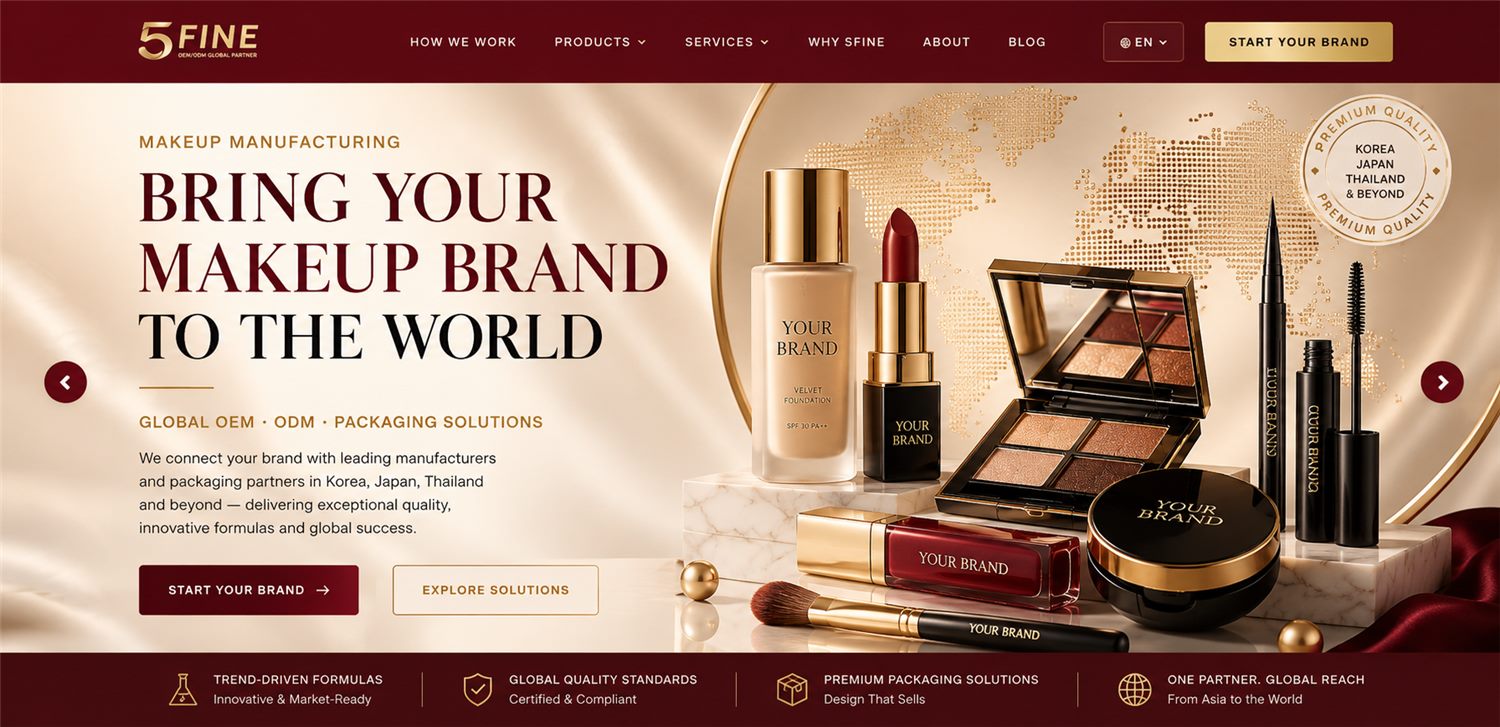 Makeup OEM/ODM private label manufacturing — 5FINE beauty banner