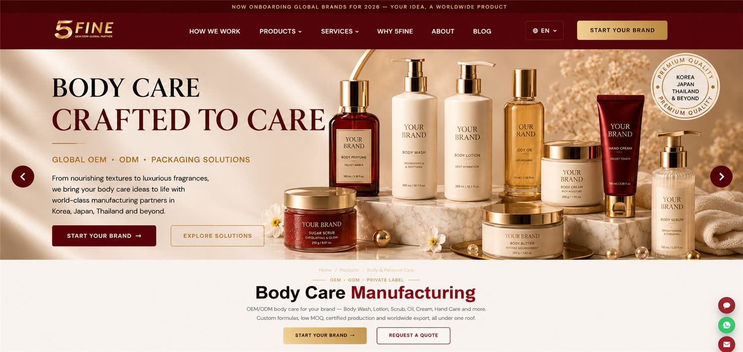 Body Care Manufacturing — 5FINE OEM/ODM beauty & cosmetics