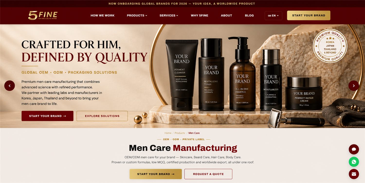 Face Manufacturing — 5FINE OEM/ODM men's care