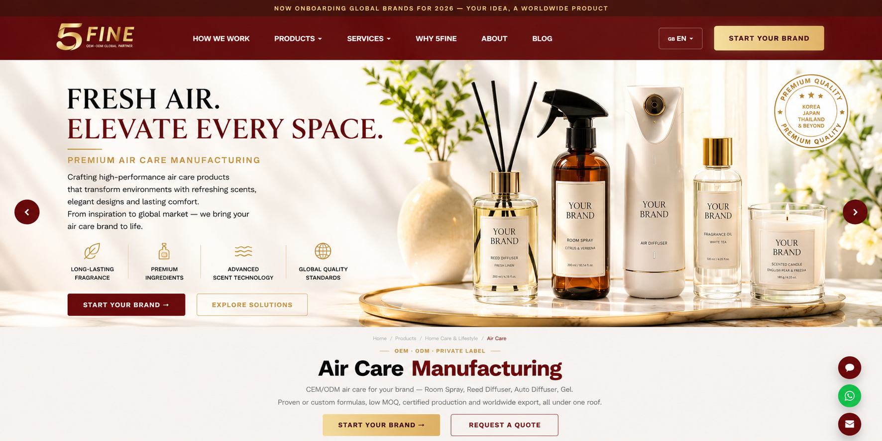 Air Care Manufacturing — 5FINE OEM/ODM home care & lifestyle
