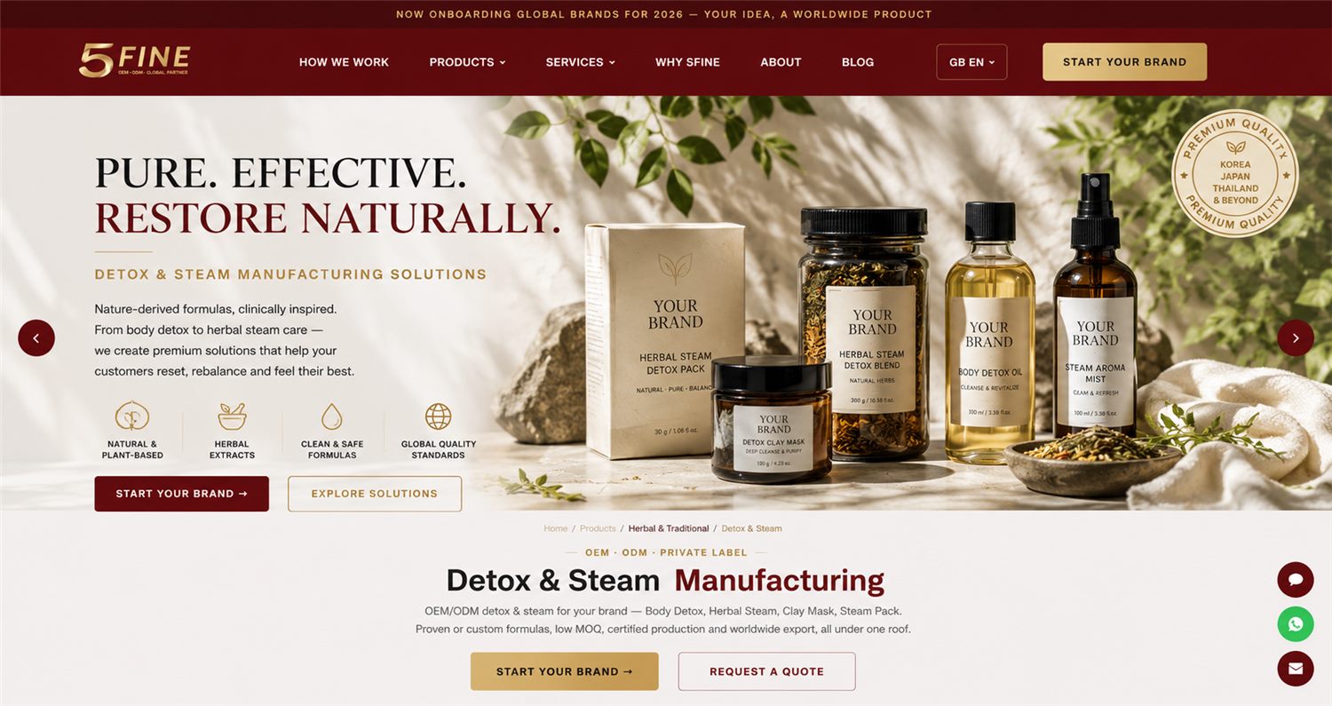 Detox & Steam Manufacturing — 5FINE OEM/ODM herbal & traditional