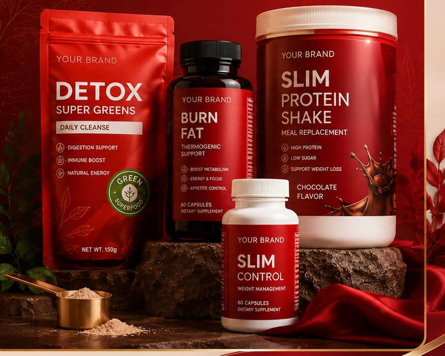 5FINE OEM/ODM dietary supplements — collagen, detox super greens, burn fat, slim protein shake and weight-management capsules produced for your own brand